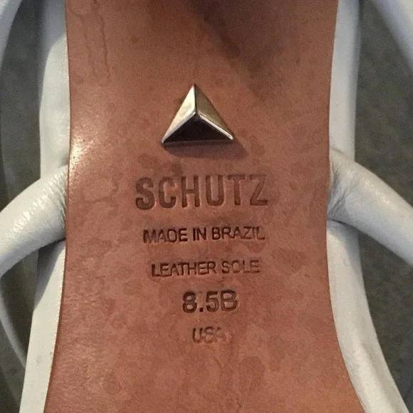 Schutz Felisa‎ Cream Leather Strappy Block Heel Sandals Size 8.5 - Picture 8 of 8